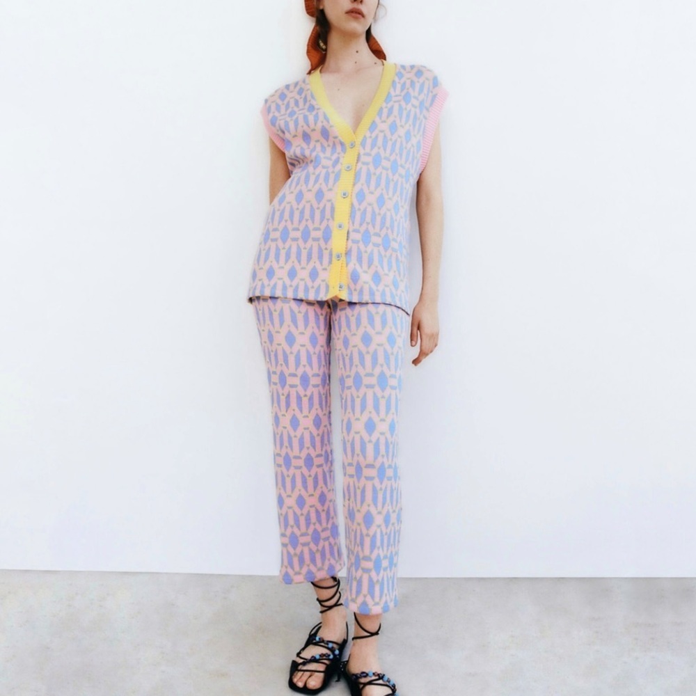 NEW Zara full length jacquard pants